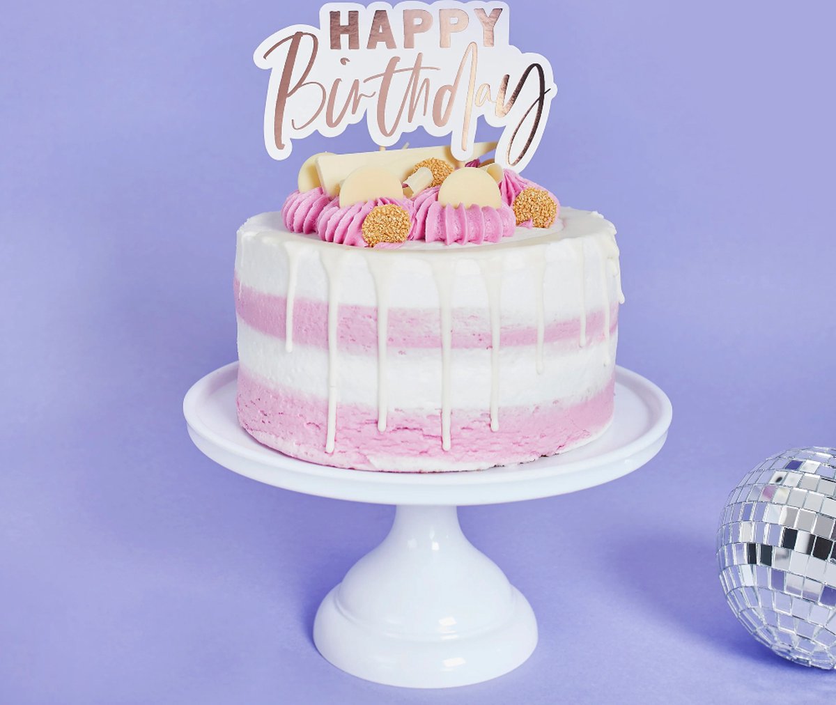 Happy Birthday Rosé Goud - 15 Centimeter