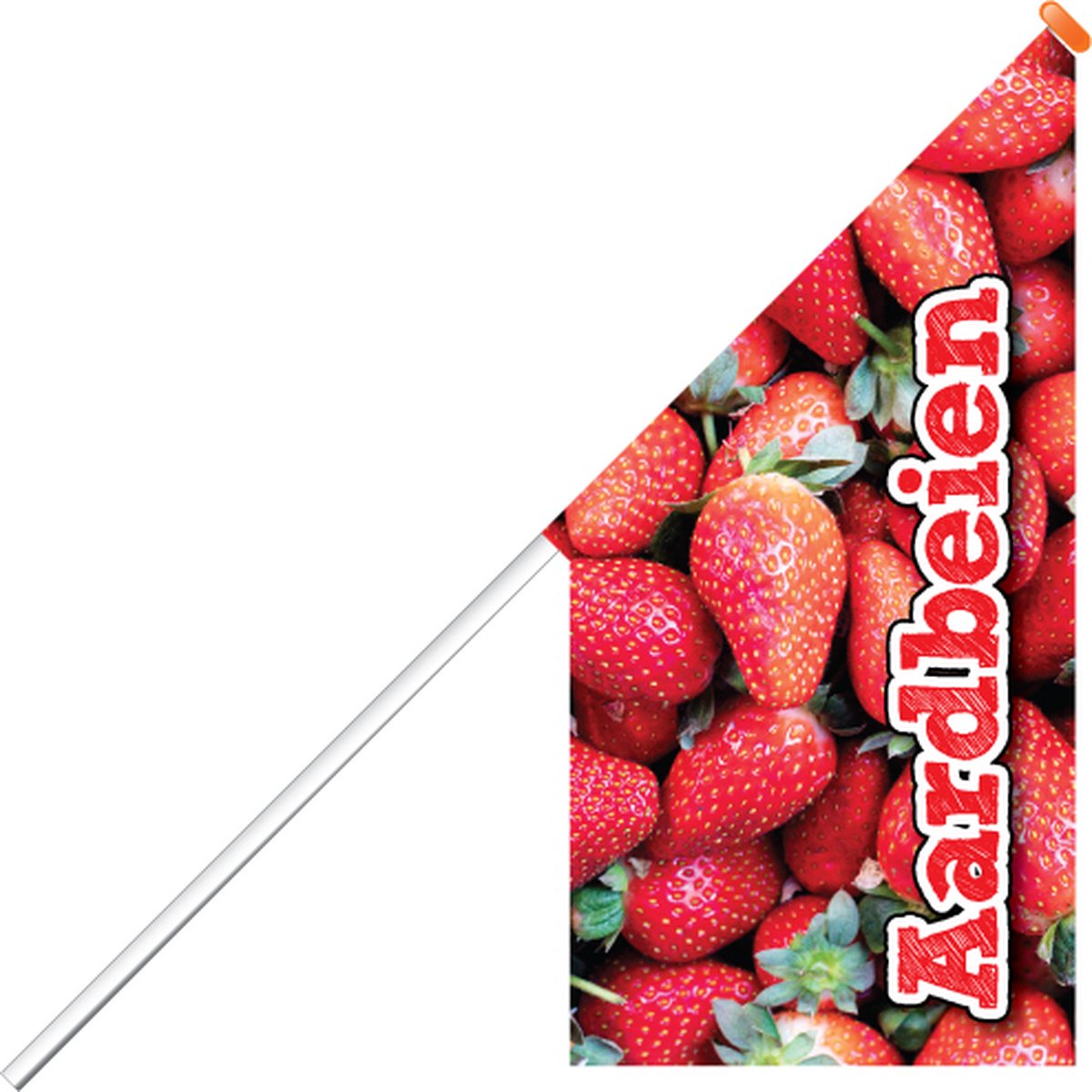 Kioskvlag - Aardbeien - Kioskvlag inclusief aluminium mast en oranje dop - Horecavlaggen.nl