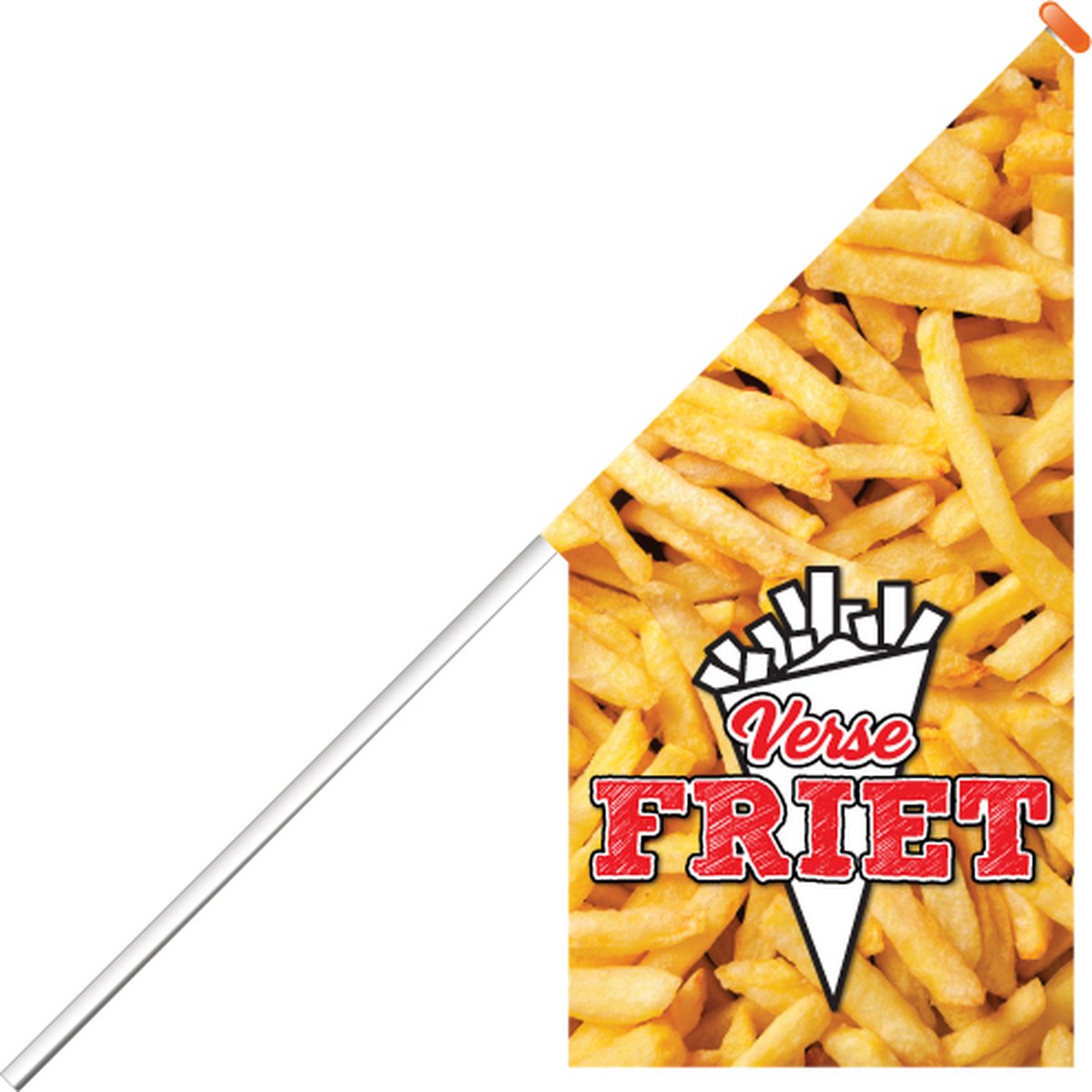 Kioskvlag - Friet - Kioskvlag inclusief aluminium mast en oranje dop - Horecavlaggen.nl