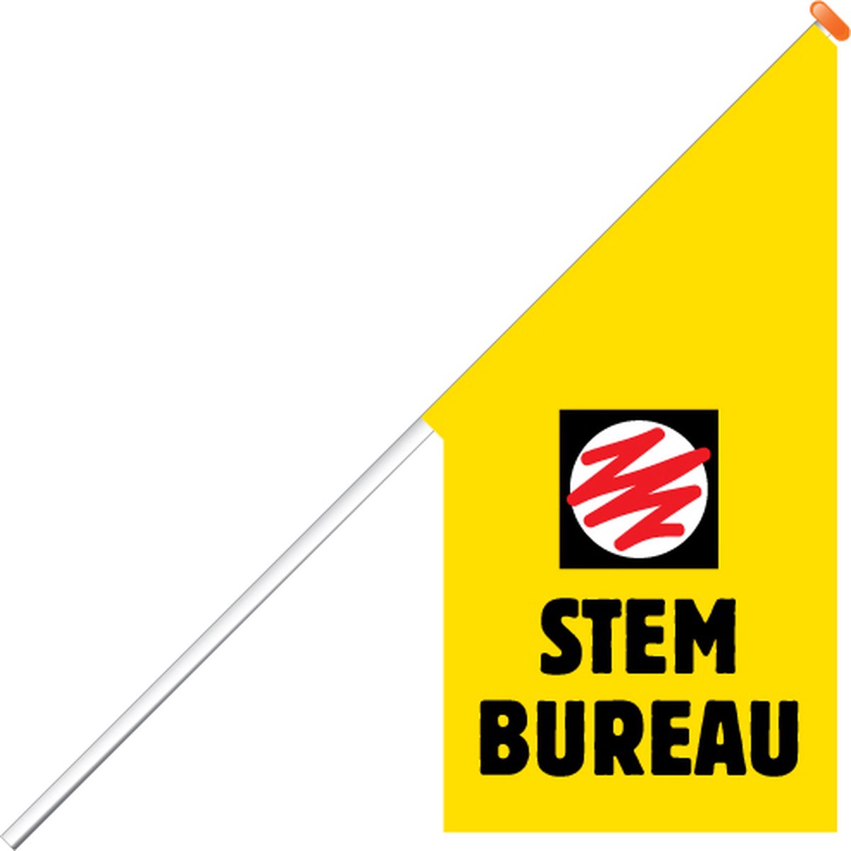 Kioskvlag - Stembureau - Kioskvlag inclusief aluminium mast en oranje dop - Horecavlaggen.nl