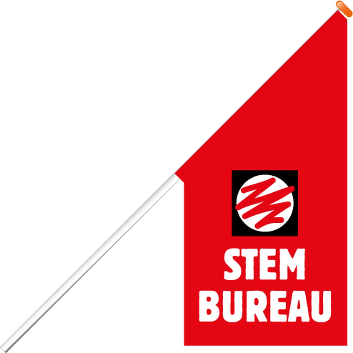 Kioskvlag - Stembureau - Kioskvlag inclusief aluminium mast en oranje dop - Horecavlaggen.nl