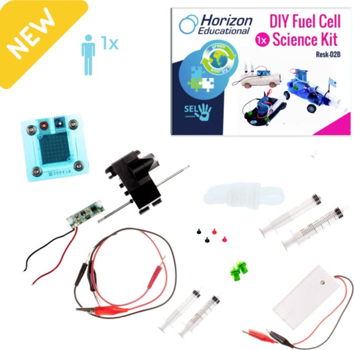 Horizon Educational RESK-02B-1 DIY Fuel Cell Science Kit Brandstofcellen, Techniek Brandstofcellen-auto Vanaf 12 jaar