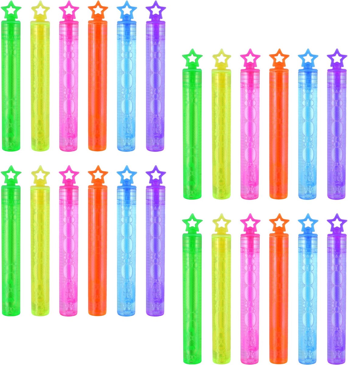 36x Bellenblaas buisjes neon kleuren met ster dop 4 ml voor kinderen - Uitdeelspeelgoed - Grabbelton speelgoed
