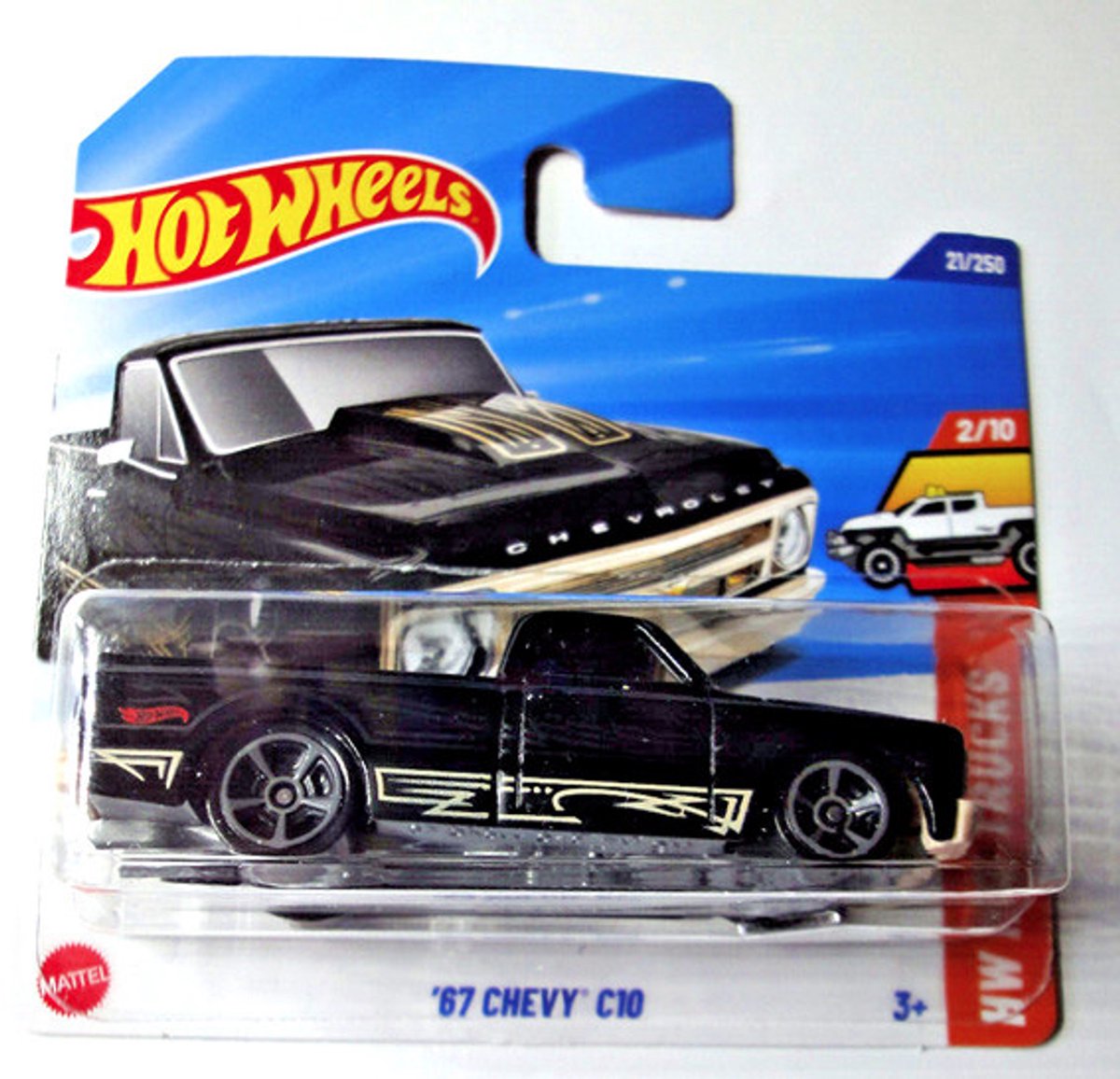 HOT WHEELS 67 CHEVY C10 BLACK 21/250 1:64 HW HOT TRUCKS 2/10