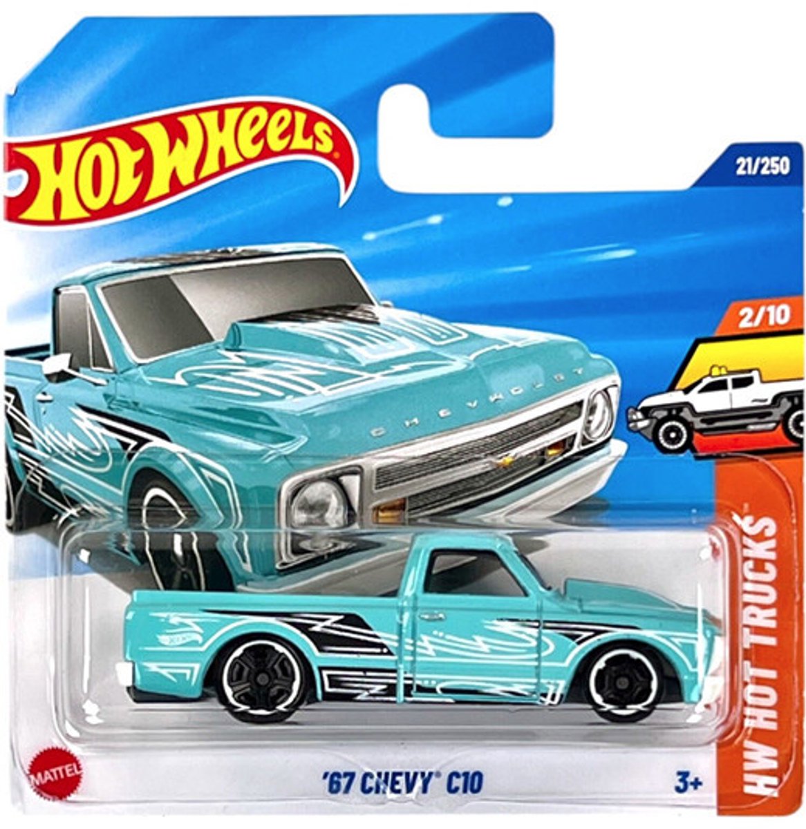 HOT WHEELS 67 CHEVY C10 TURQUOISE 21/250 1:64 HW HOT TRUCKS 2/10