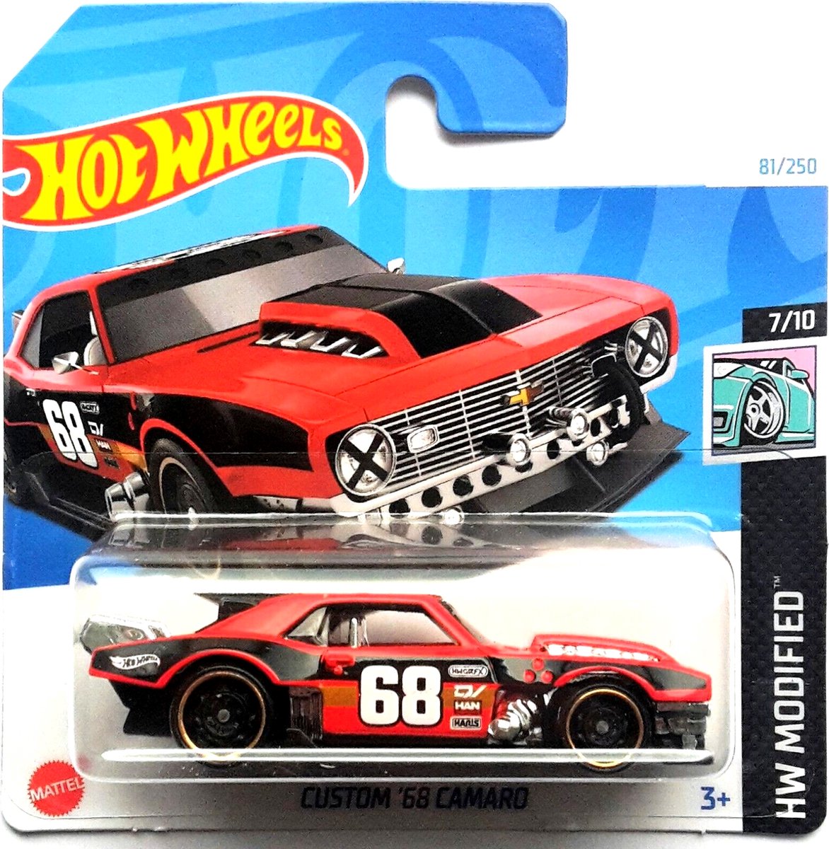 HOT WHEELS 68 CAMARO RED 81/250 (1:64) HW MODIFIED 7/10