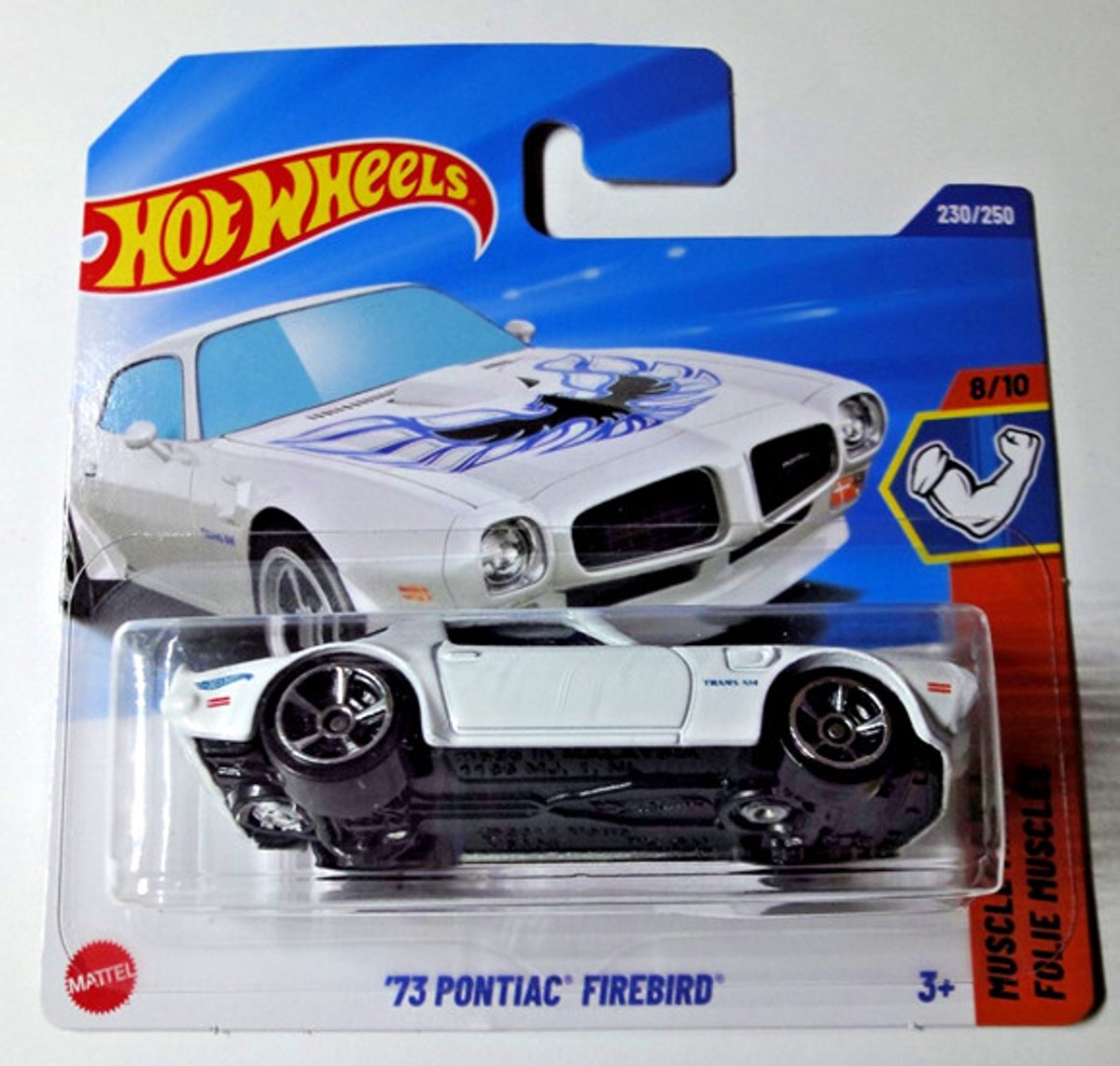 HOT WHEELS 73 PONTIAC FIREBIRD WHITE EAGLE 1:64 230/250 HW MUSCLE MANIA 8/10 SHORT CART 2025