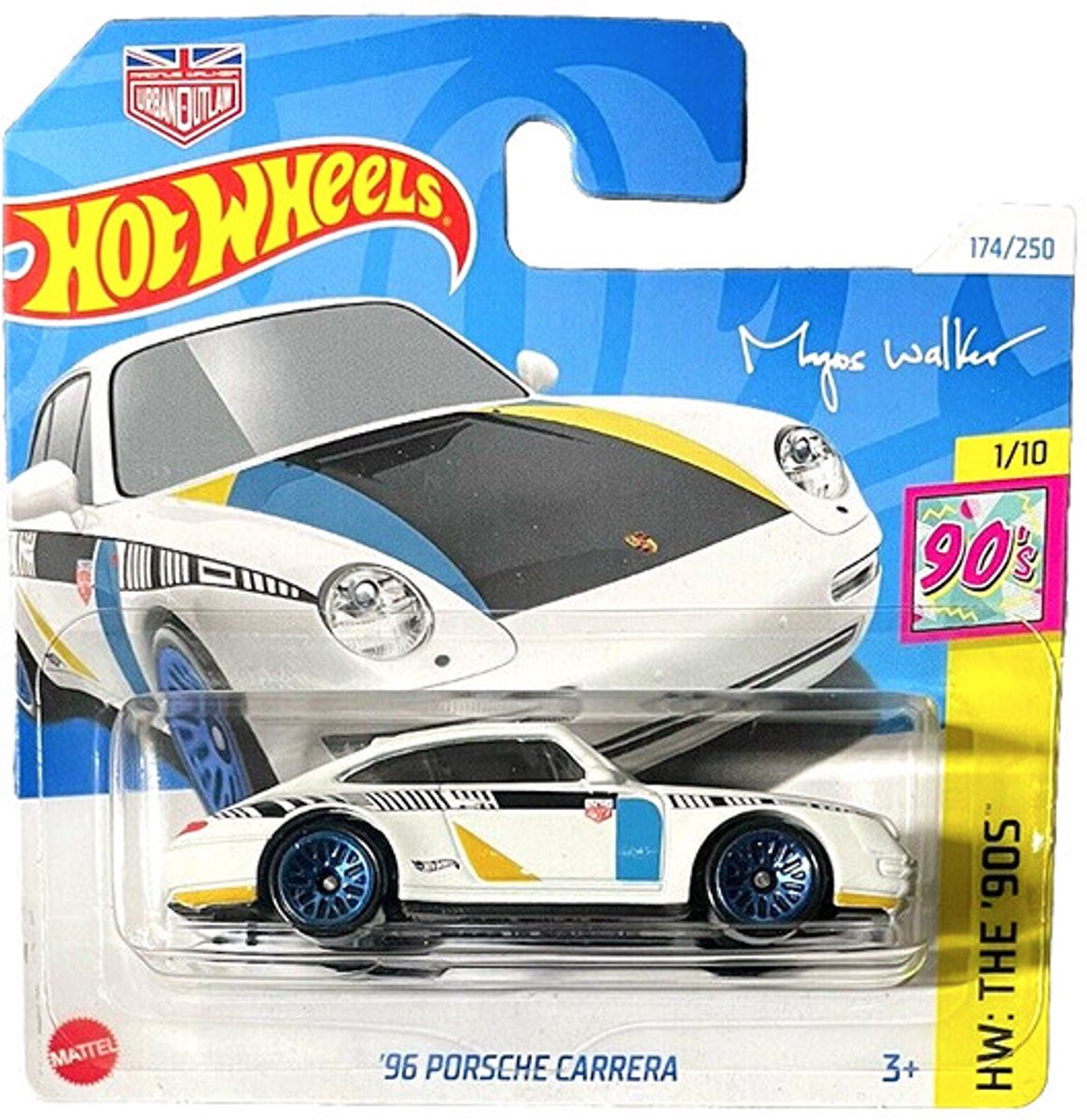 HOT WHEELS 96 PORSCHE CARRERA MAGNUS WALKER DESINGNER WHITE 174/250 (1:64) HW THE 90S 1/10