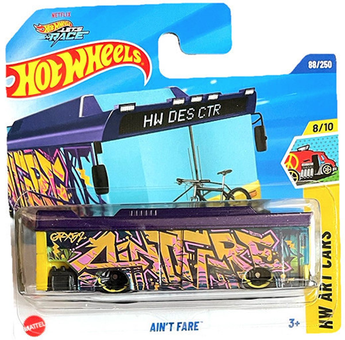 HOT WHEELS AINT FARE BUS AINT PURPER 88/250 HW ART CARS 8/10