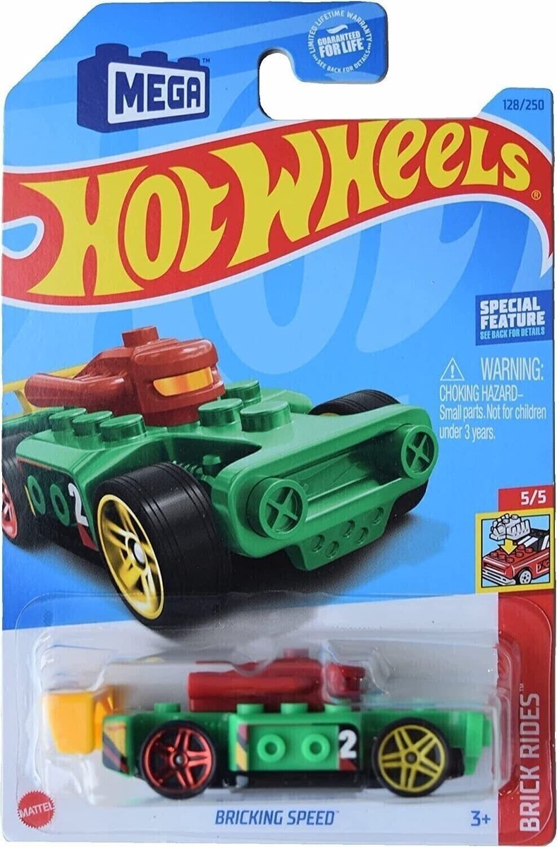 HOT WHEELS BRICKING SPEED 128/250 GREEN (1:64) BRICK RIDES 5/5