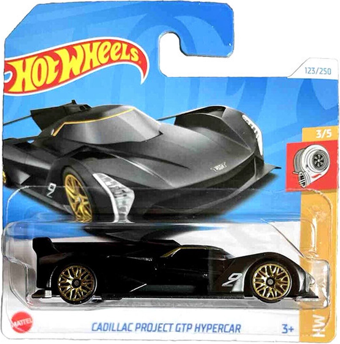 HOT WHEELS CADILLAC PROJECT GTP HYPERCAR BLACK/GOLD 123/250 1:64 HW TURBO 3/5