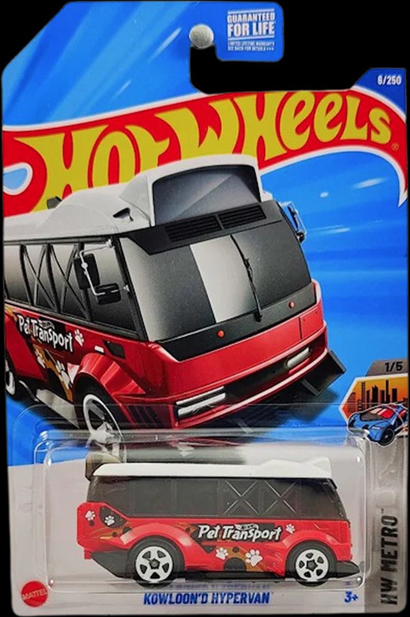 HOT WHEELS KOWLOOND HYPERVAN PET TRANSPORT RED 6/250 1:64 HW METRO 1/5