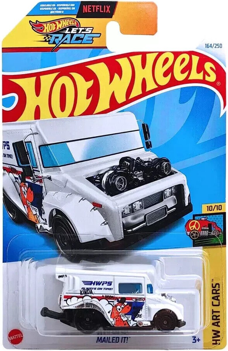 HOT WHEELS MAILED IT! HWPS WHITE BUS 164/250 HW ART CARS 10/10 1:64