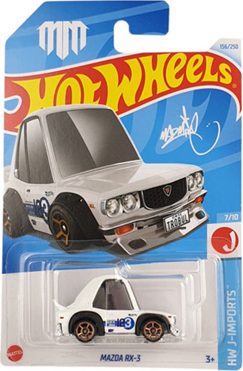 HOT WHEELS MAZDA RX-3 WHITE 156/250 HW J-IMPORTS 7/10 (MAD MIKE)