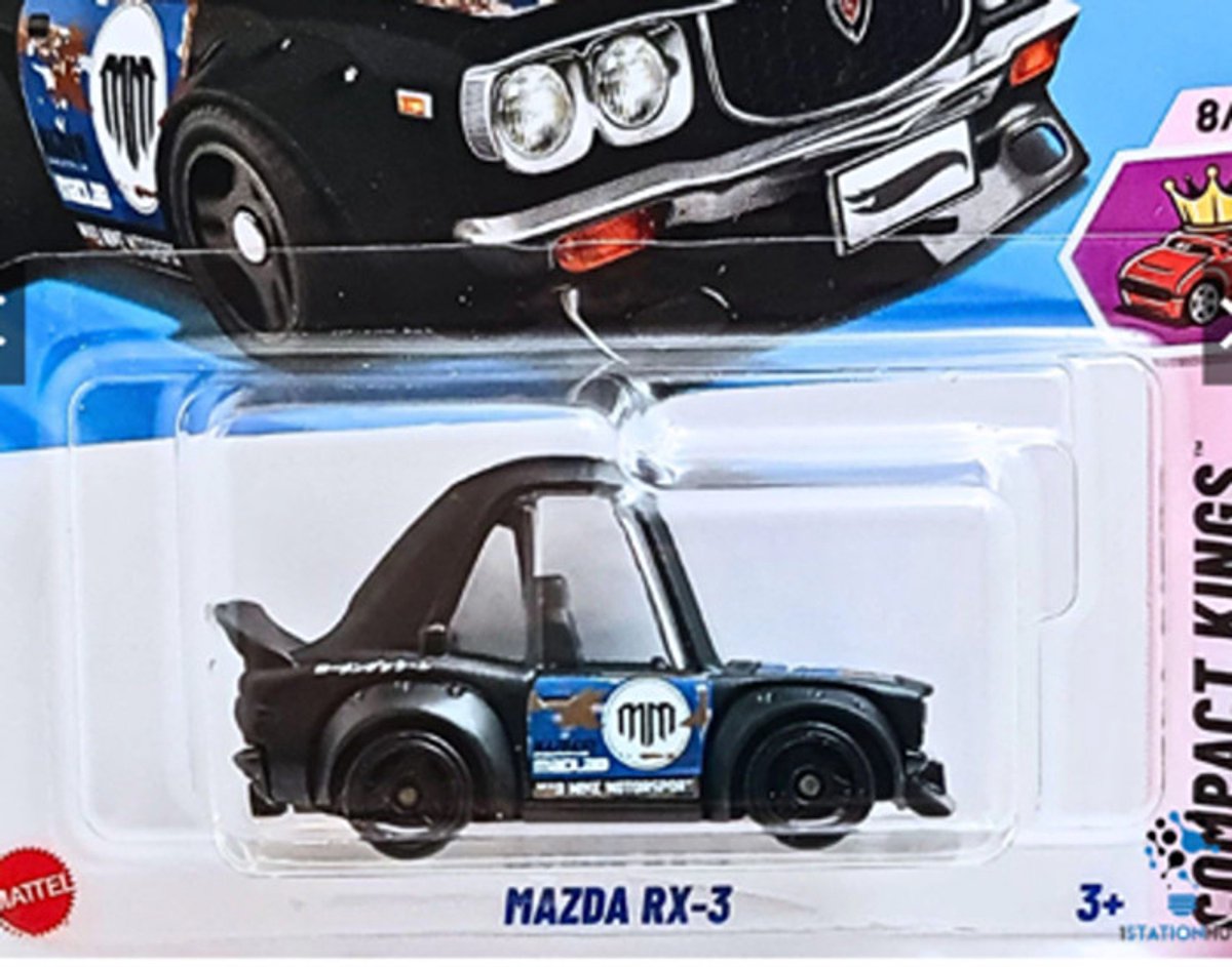 HOT WHEELS MAZDA RX3 MATT BLACK MAD MIKE SPORTS 196/250 1:64 HW COMPACT KINGS 8/10 SHORT CARD 2025