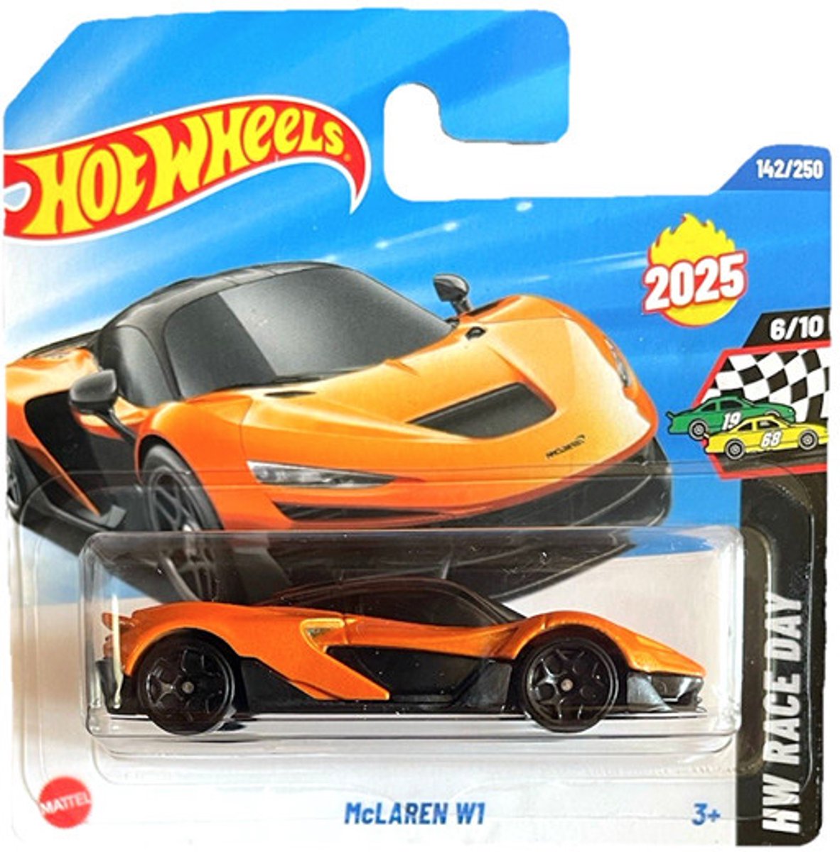 HOT WHEELS McLAREN W1 BLACK ORANGE142/250 HW RACE DAY 6/10 1:64