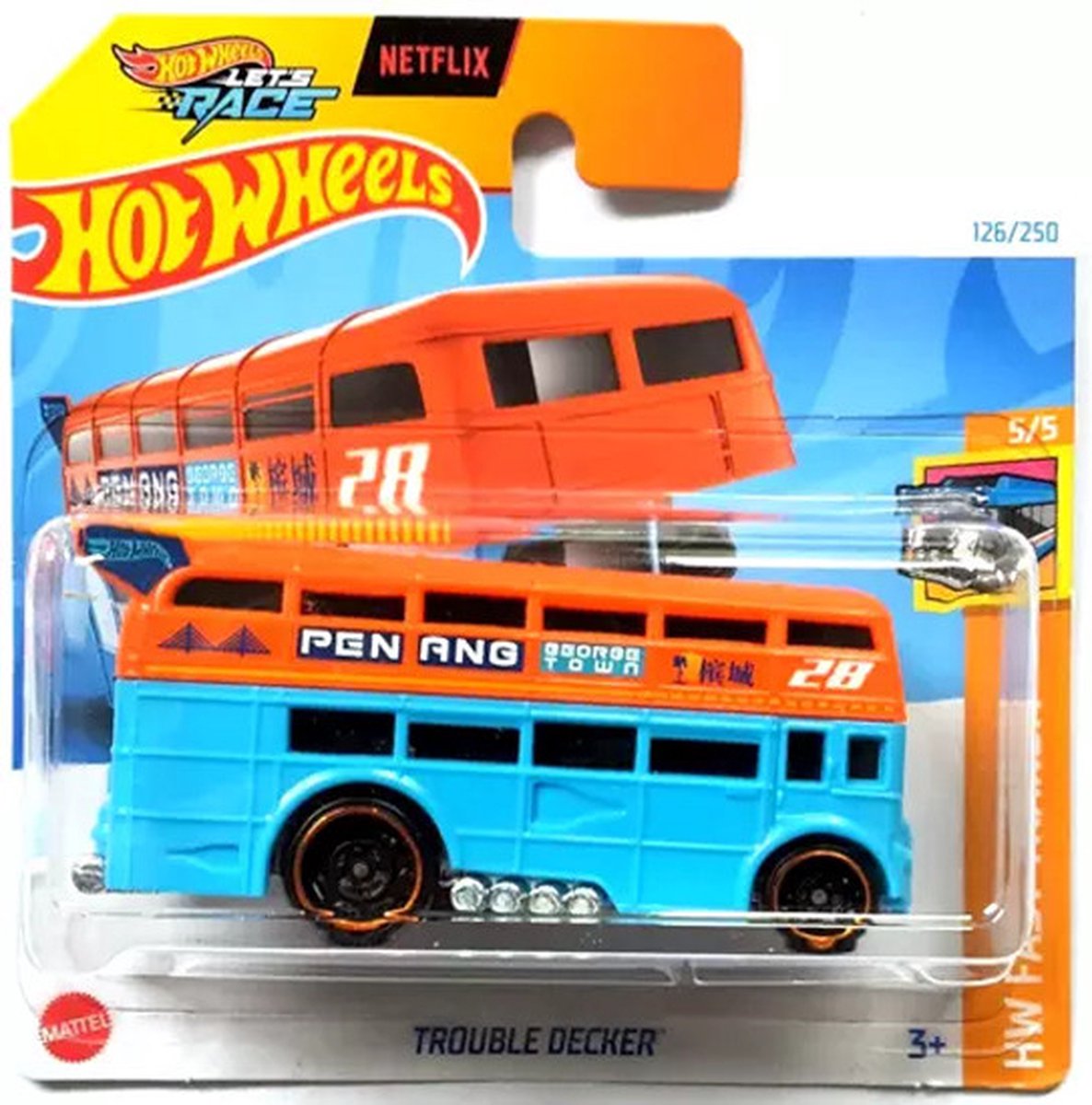 HOT WHEELS PENANG 28 TROUBLE DECKER 126/250 1:64 HW FAST TRANSIT 5/5