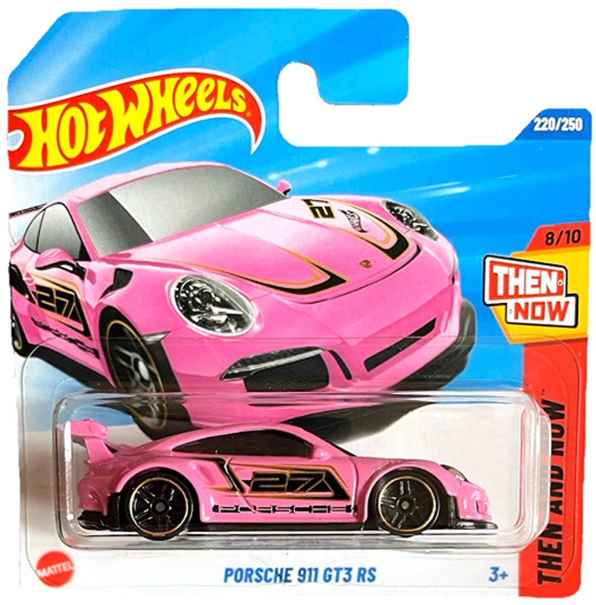 HOT WHEELS PORSCHE 911 GT3 RS PINK 27 220/250 HW THEN AND NOW 8/10 1:64 SHORT CARD 2025