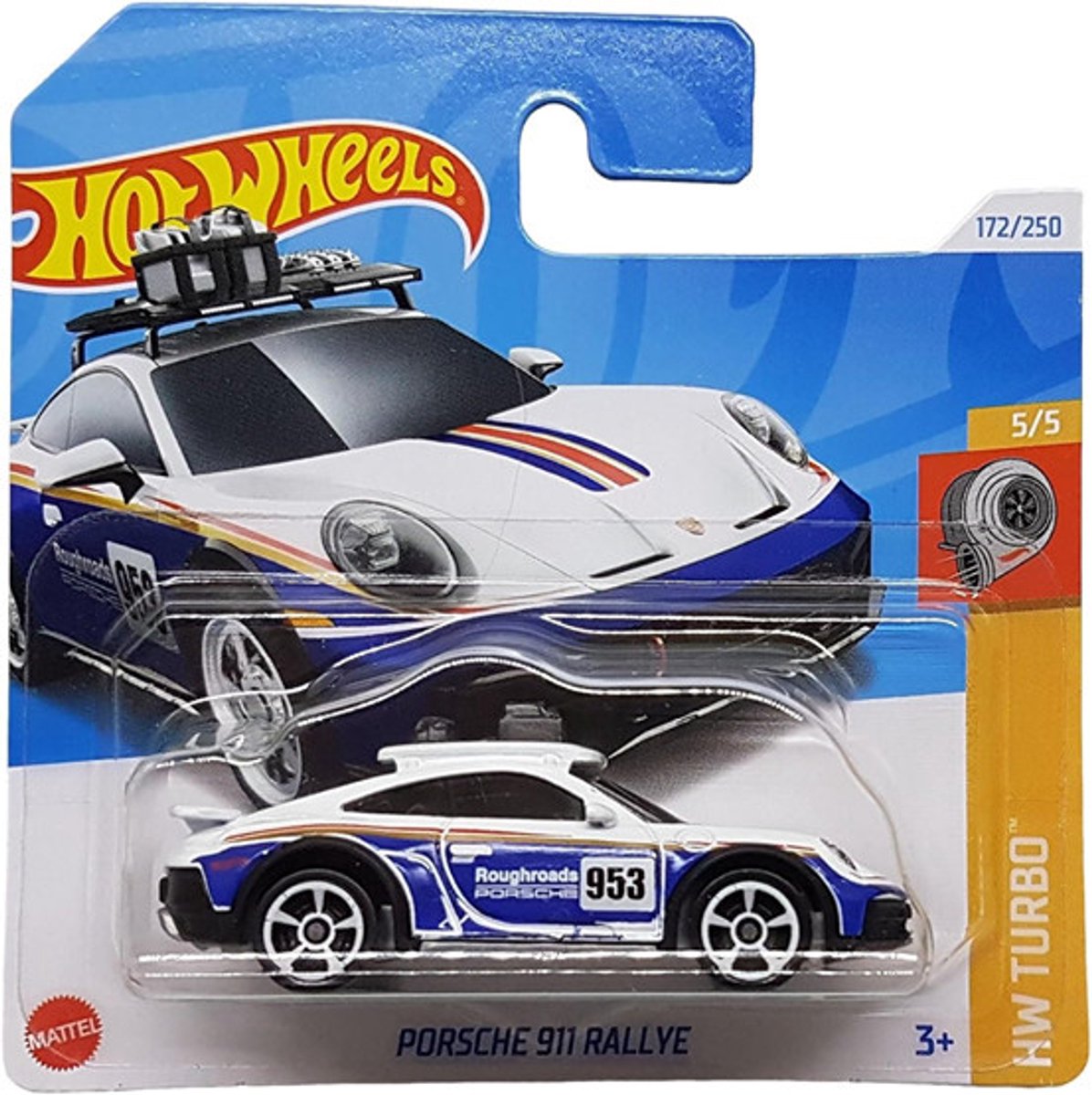 HOT WHEELS PORSCHE 911 RALLY E953 BLEU/WHITE ROUGHROADS 172/250 1:64 HW TURBO 5/5