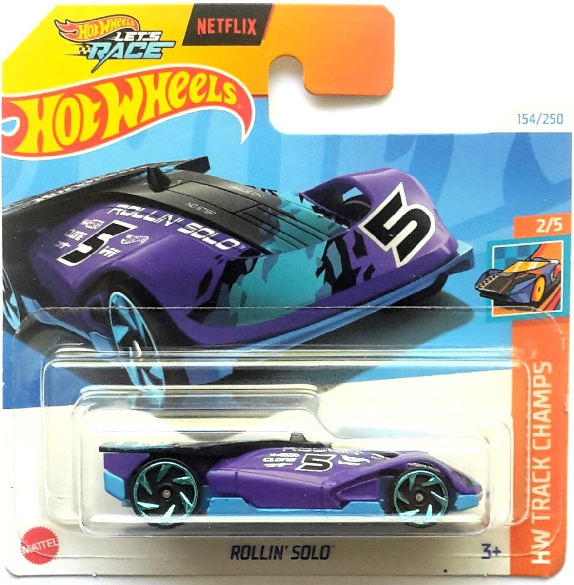 HOT WHEELS ROLLIN SOLO PURPER 154/250 1:64 HW TRACK CHAMPS 2/5
