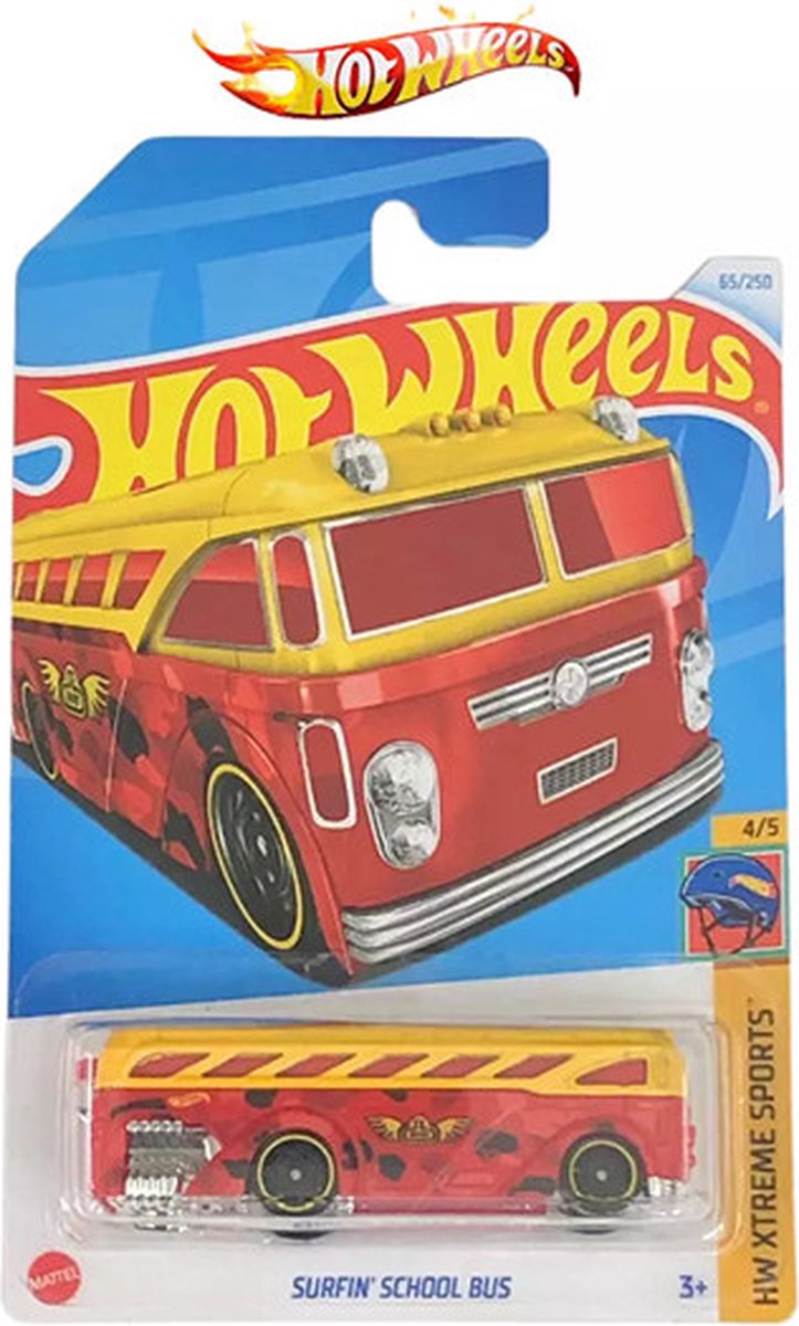 HOT WHEELS SURFIN SCHOOLBUS RED YELLOW 65/250 1:64 HW EXTREME SPORTS 4/5