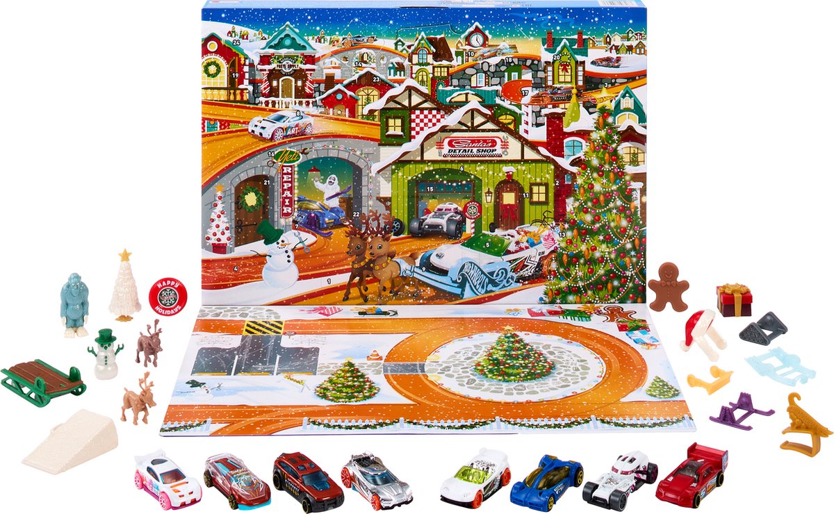 Hot Wheels - Adventkalender 2023 - 8 Hot Wheels autos en 16 accessoires