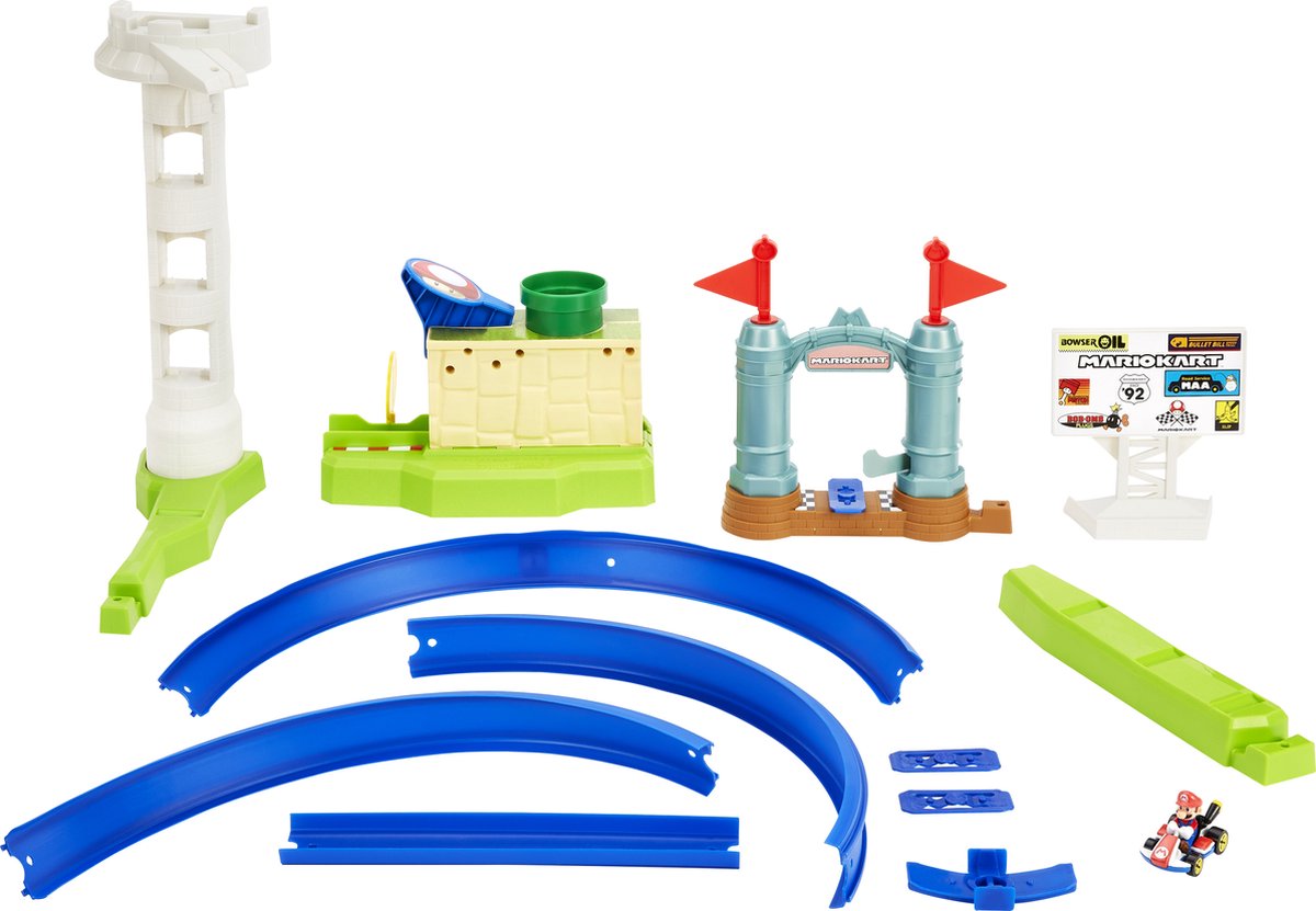 Hot Wheels Mario Kart Slam Stroomkring - Racebaan met Super Mario Bros-Figuur