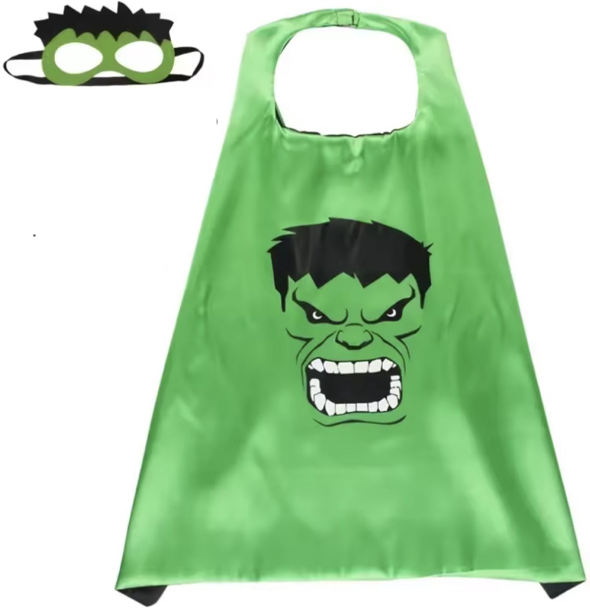 Superheldenkostuum Incredible Groene Hulk cape + masker - Hulk - Groene Hulk - Hulk Smash - Avengers - Bruce Banner - Cadeau - Kado - Kerst - Sinterklaas - Verjaardag - Verkleedpartij - Kostuum