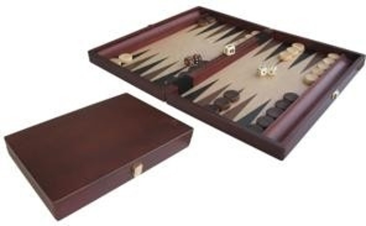 Hot sports Backgammon koffer hout bruin 35x23