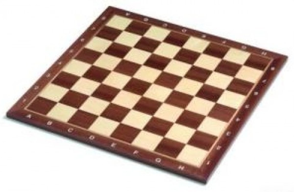 Schaakbord Mahoni/Ahorn ingelegd C+L.V.50mm.48cm.