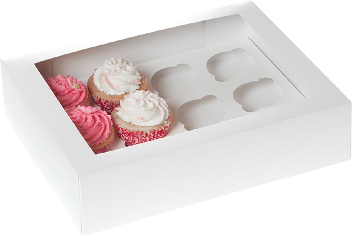 House of Marie Cupcake Box with Window - 12 hole pk/2
