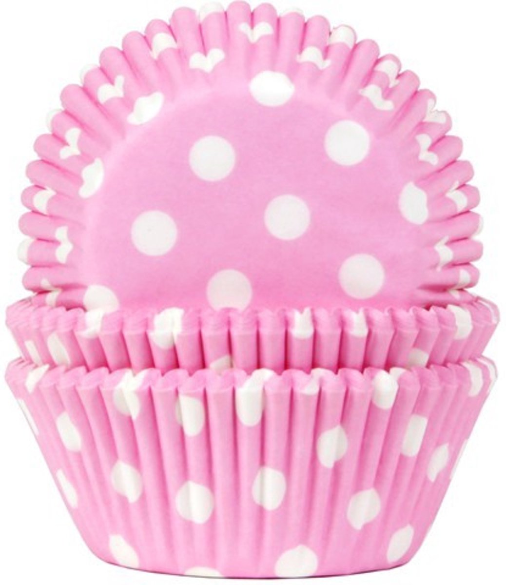 House of Marie Cupcake Vormpjes Stip Baby Roze pk/50