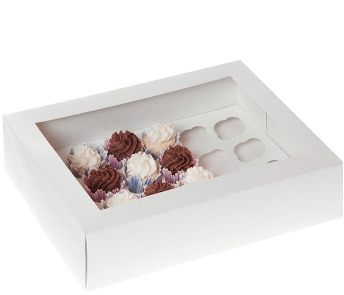 House of Marie Mini Cupcake Doos 24 - Wit - pk/2