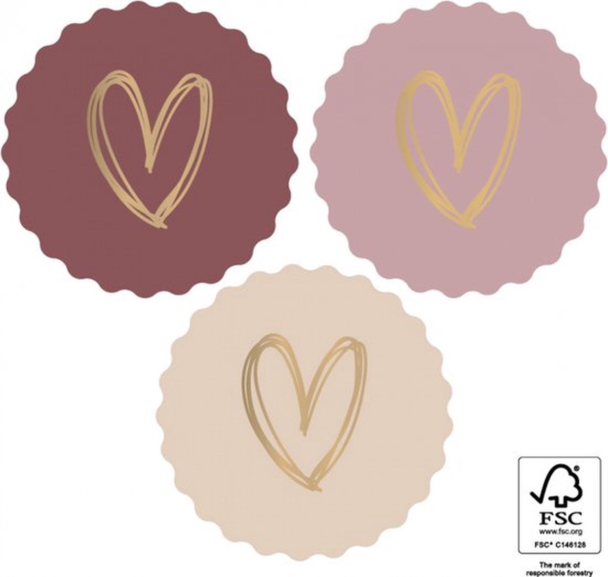 Multi stickerset - Heart gold pink - Huwelijk - Inpakken - Cadeau - 24 stuks - House of products