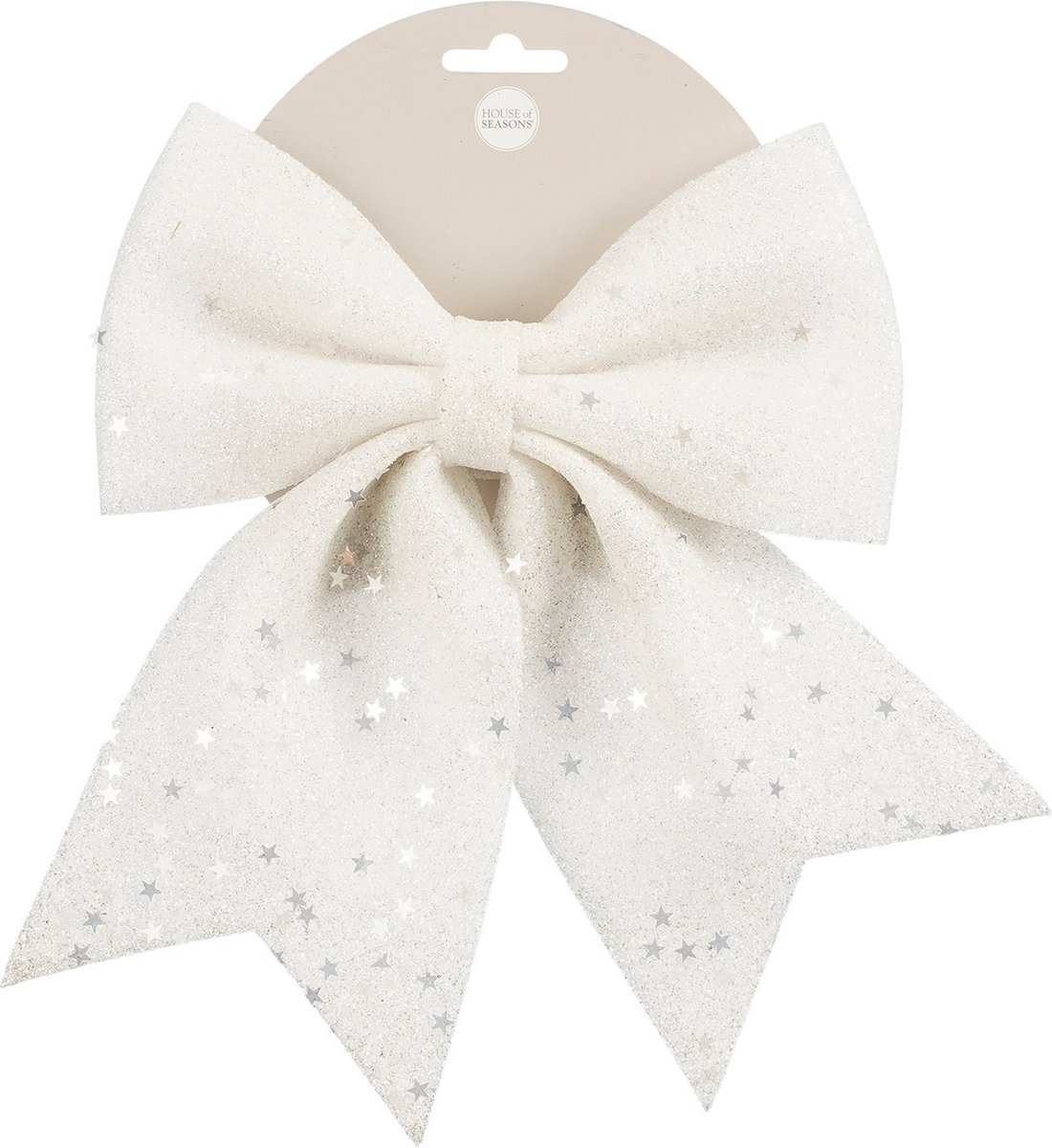 House of Seasons Decoratie strik - wit - 20 x 24 cm - polyester - feeststrik