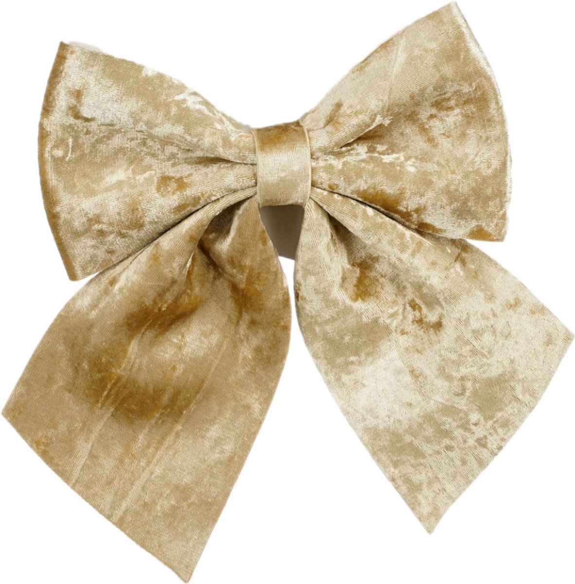 House of Seasons Decoratie strik ornament - champagne - 20 x 24 cm - polyester fluweel