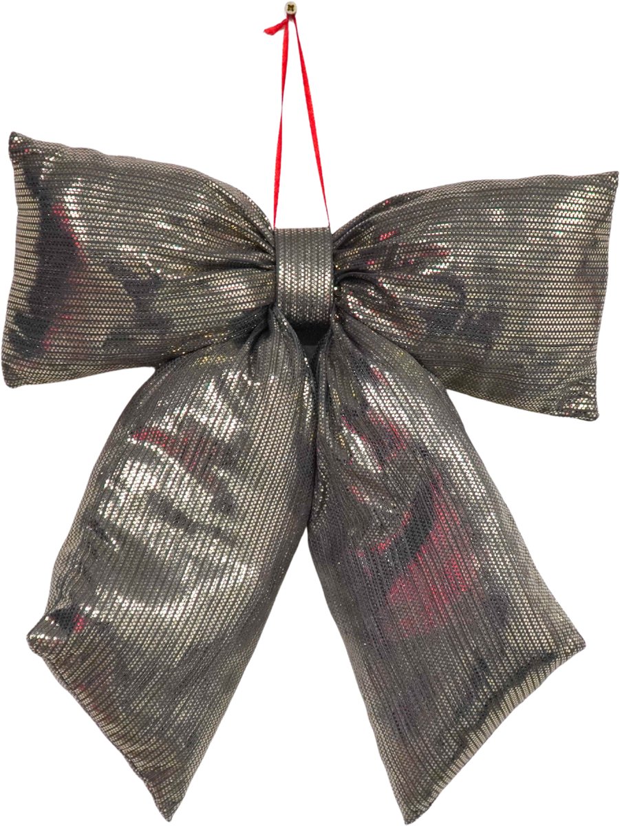 Housevitamin - Kerst Decoratie - Strik - Zwart/ Goud - Stof 32x40cm