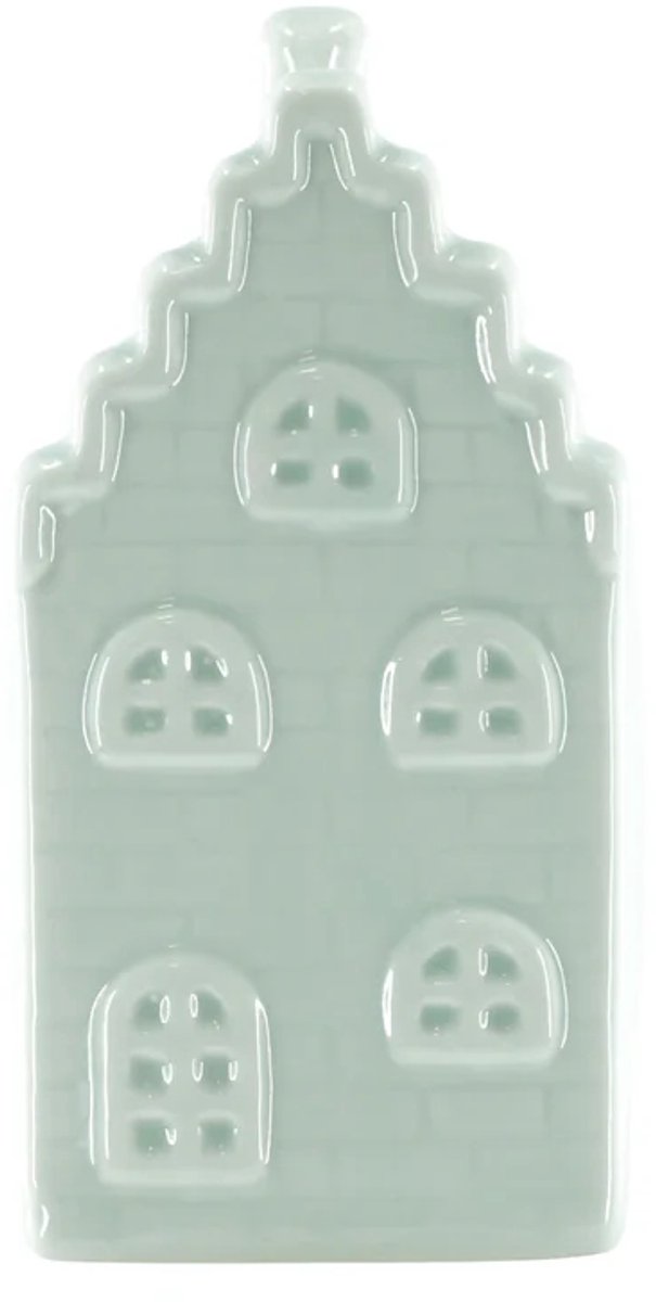 Housevitamin - Spaarpot - Huis - keramiek - grachtenpand - licht groen - 7x7x13 cm