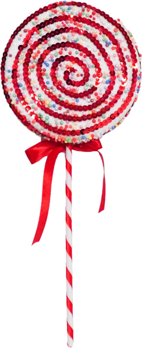 Kerstversiering - Lolly - Rood /Wit/ Swirl - Foam - 15x35cm