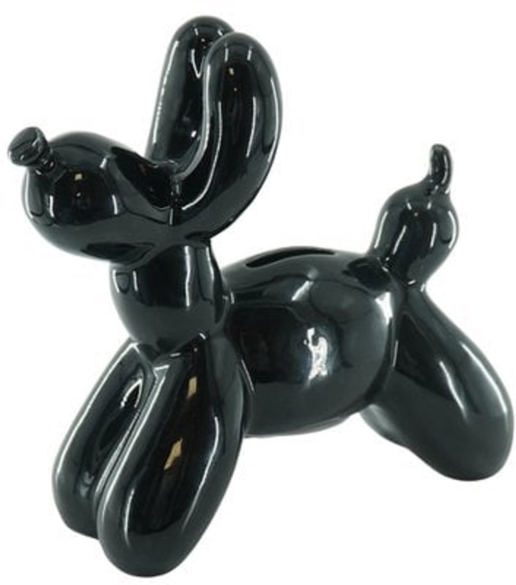 Ornament- Ballon Hond - Keramiek- Zwart -17x7x17cm