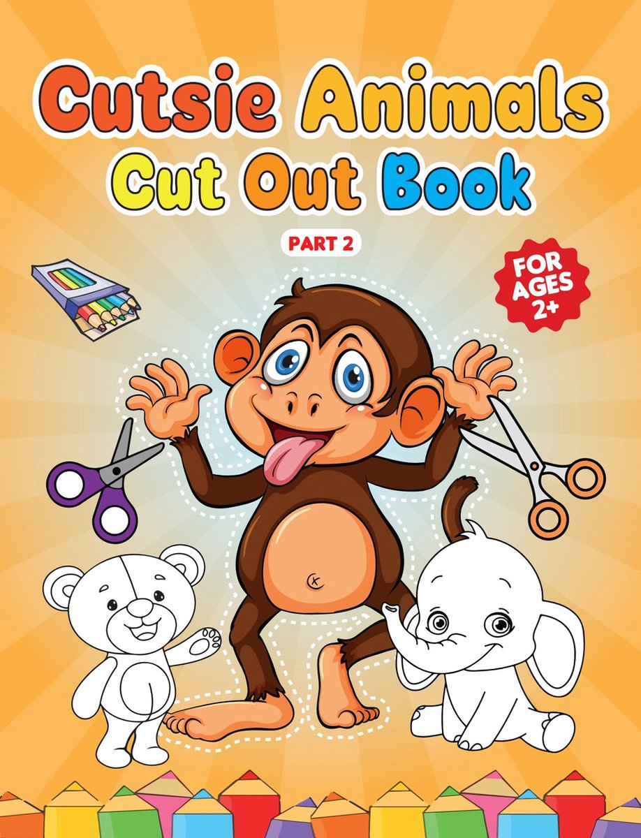 HugoElena - Cutsie Animals - Cut out book - inkleuren en uitknippen - deel 2 - leeftijd 2+ -40 paginas