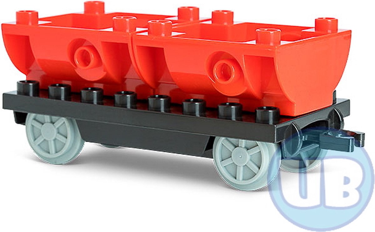 Trein wagon onderstel met rode containers