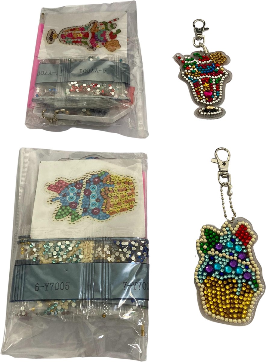 Huntex Diamond Painting Sleutelhanger Set - Sorbet/Cupcake - Accessoires - pen - Kinderen - Pakket Volwassenen - Pakket Full - Pakket Volledig - Accesoires - Dieren