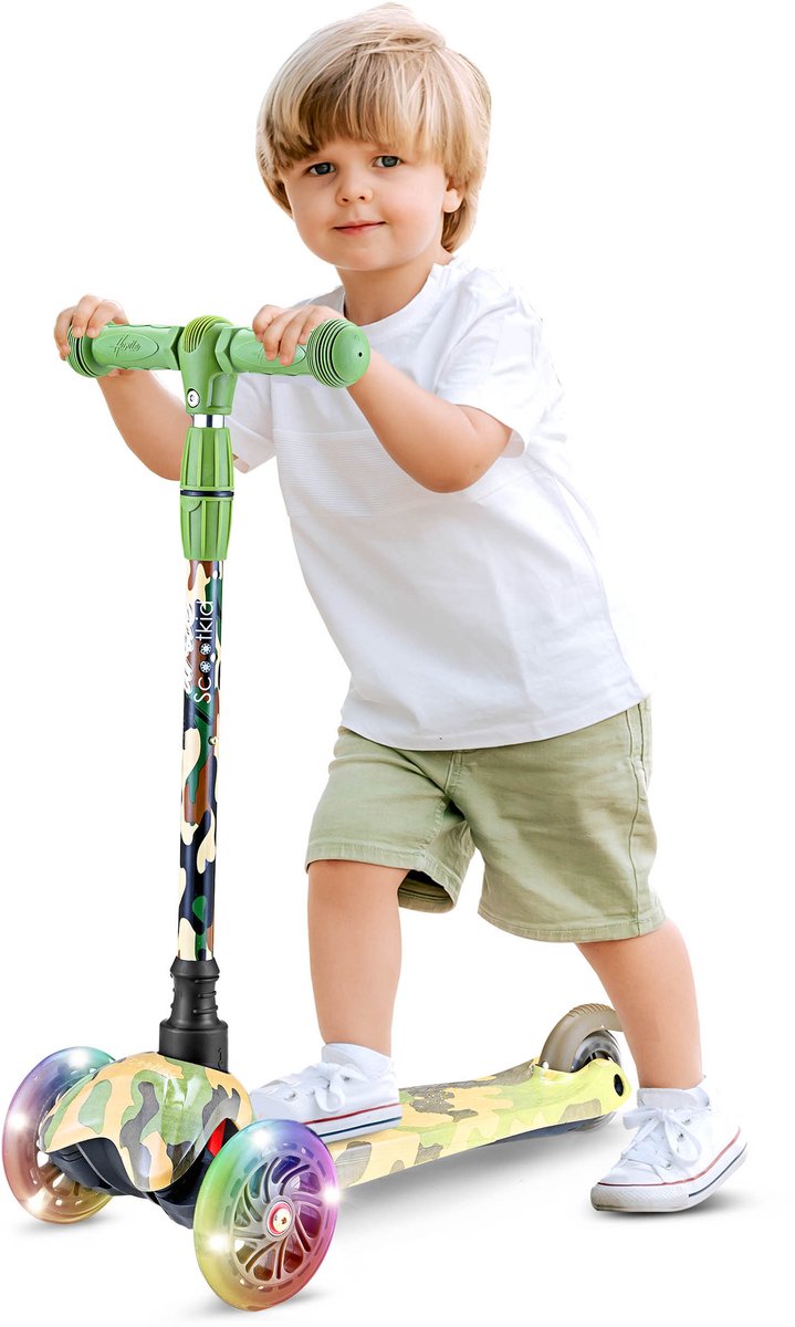 Hurtle Kinderstep, 3 Lichetgevende LED Wielen, Draagbaar, Ideaal voor Binnen/Buiten Gebruik