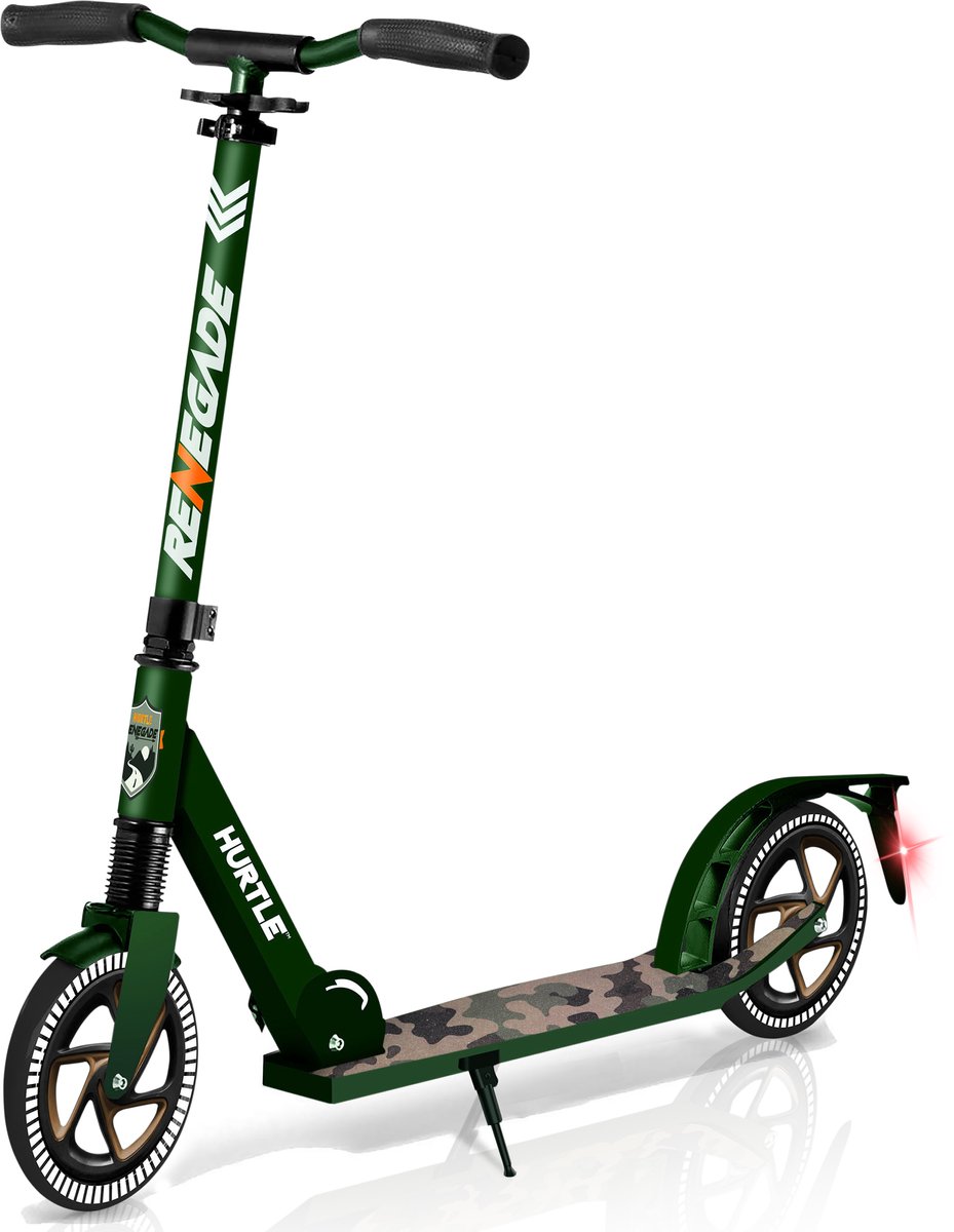 Hurtle Kinderstep met 2 wielen voor kinderen, jongeren en volwassenen, verstelbaar T-stuur, antislip stavlak van legering, opvouwbaar en draagbaar met schouderriem