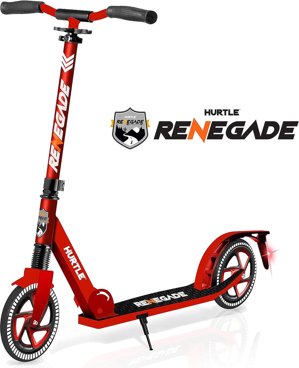 Hurtle Kinderstep met 2 wielen voor kinderen, jongeren en volwassenen, verstelbaar T-stuur, antislip stavlak van legering, opvouwbaar en draagbaar met schouderriem