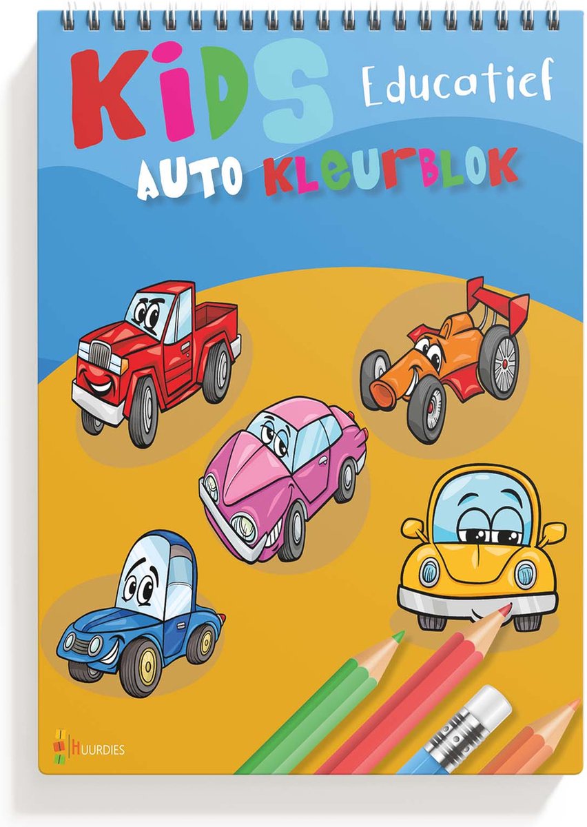 Autos A5 kleurblok - 50 Kleurplaten - kleurblok met 50 cartoon autos - kleurplaten voor kinderen - 14.8cm x 21cm