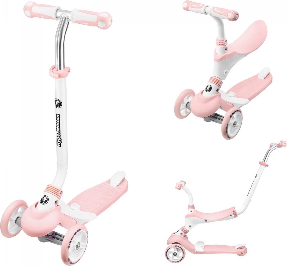 HyperMotion Kinder step 3 Wielen – 5in1 – Roze – Meisje