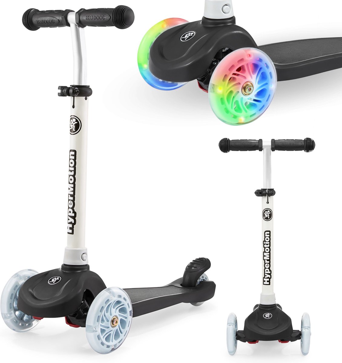 HyperMotion Kinderdriewieler step 3-8 jaar, TRINGO balansstep, antislip platform, verstelbare step voor jongens en meisjes 3+, maximale belasting 50 kg, Zwart