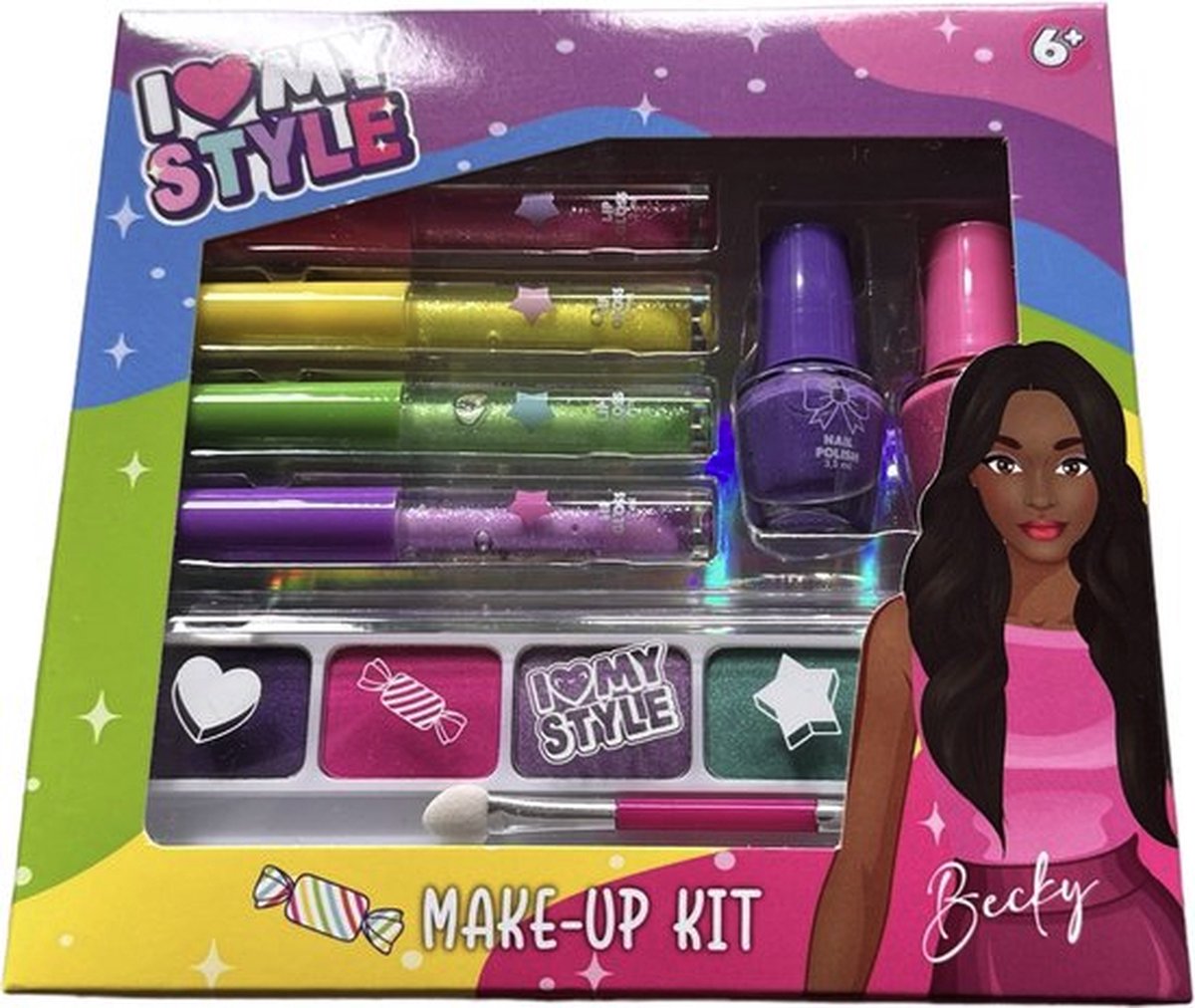 I love my style - Make-up set - voor kinderen - kinder make-up - 2x nagellak - 4x lip gloss - 4 kleuren eye shadow